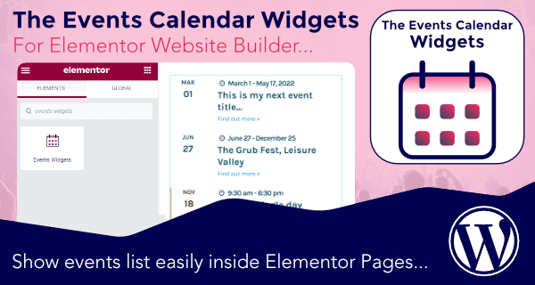 events calendar elementor addon